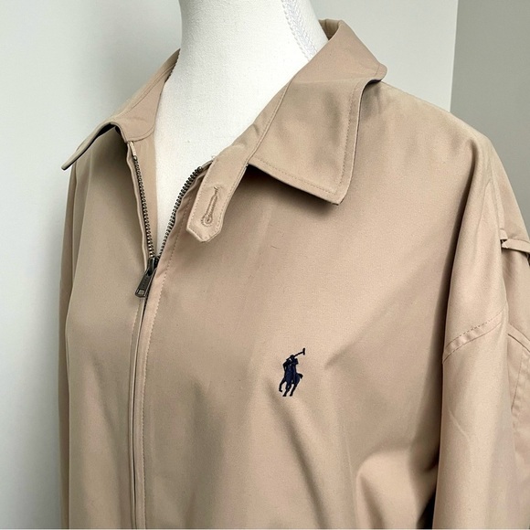 Vintage Polo Ralph Lauren 90's Harrington Khaki Bomber Jacket Preppy Size XL - Picture 2 of 8